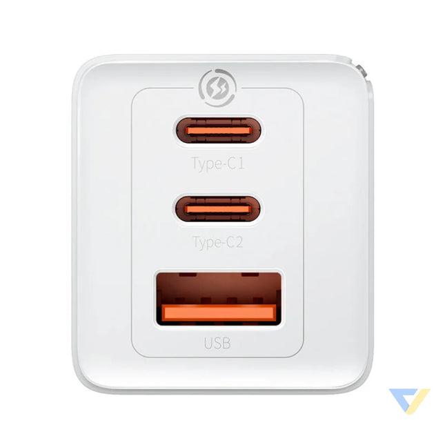 Wall charger Baseus GaN5 Pro 2xUSB C + USB 65W (white) mains chargers