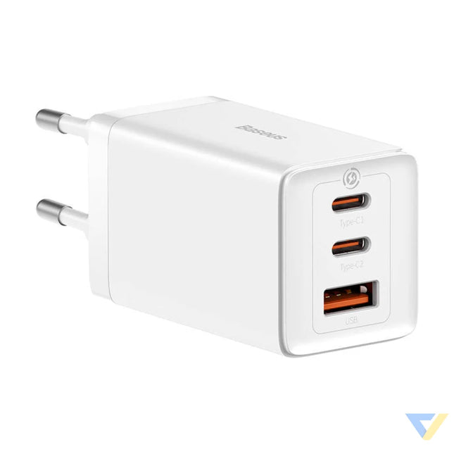 Wall charger Baseus GaN5 Pro 2xUSB C + USB 65W (white) mains chargers