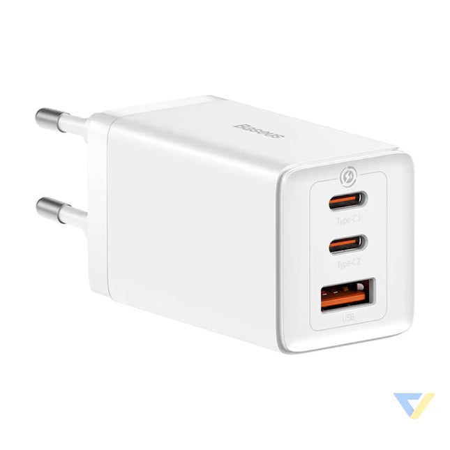 Wall charger Baseus GaN5 Pro 2xUSB C + USB 65W (white) mains chargers