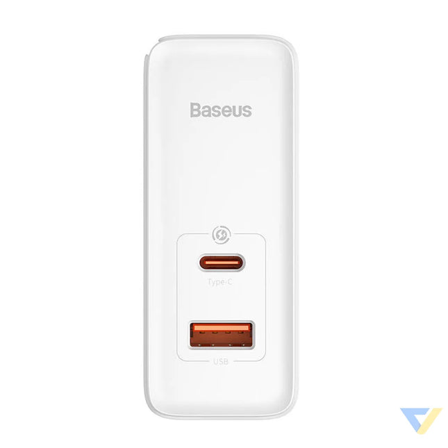Wall charger Baseus GaN5 Pro USB C + USB 100W + 1m cable (white) mains chargers
