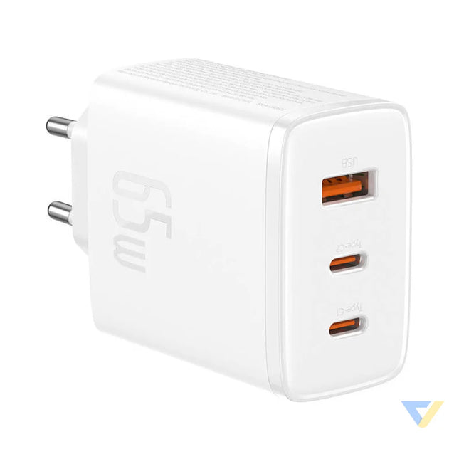 Wall charger Baseus OS Cube Pro 2xUSB C + USB 65W (white) mains chargers