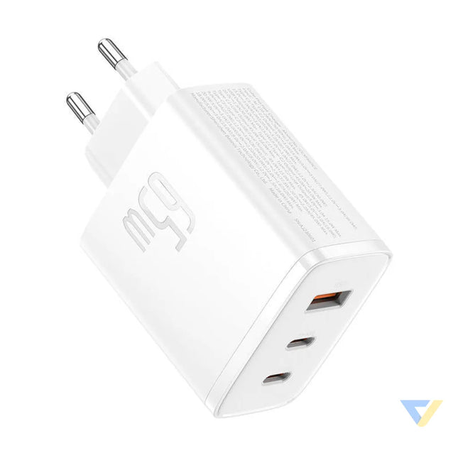 Wall charger Baseus OS Cube Pro 2xUSB C + USB 65W (white) mains chargers
