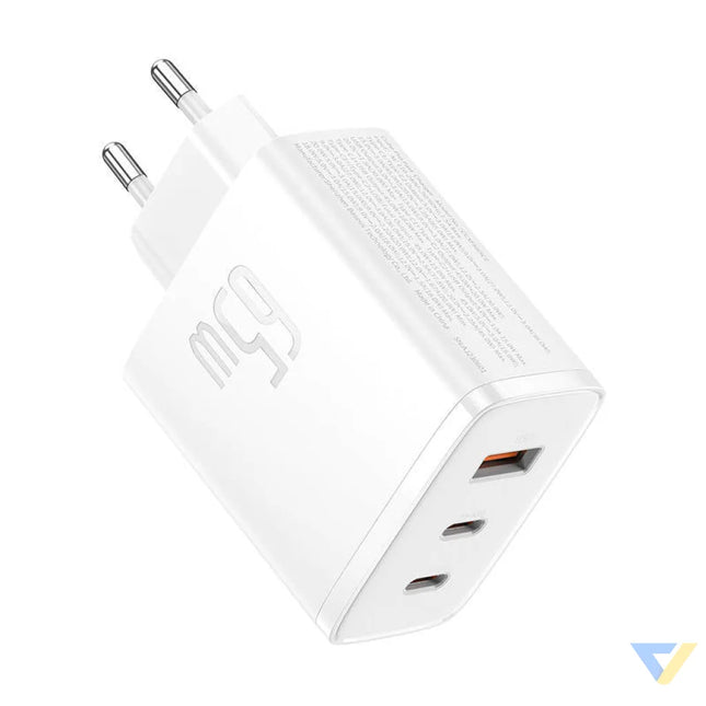 Wall charger Baseus OS Cube Pro 2xUSB C + USB 65W (white) mains chargers