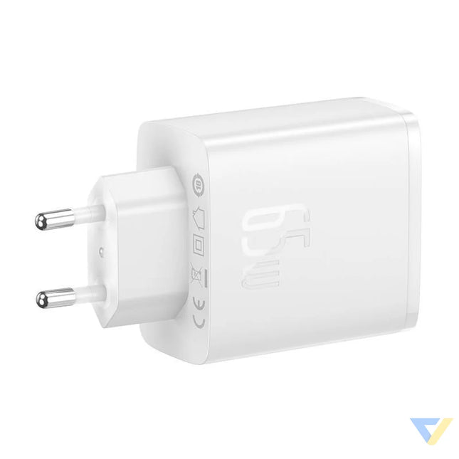 Wall charger Baseus OS Cube Pro 2xUSB C + USB 65W (white) mains chargers