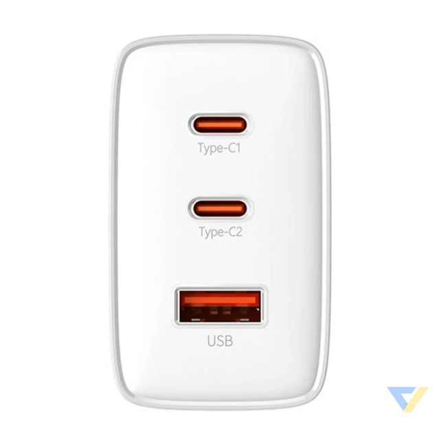 Wall charger Baseus OS Cube Pro 2xUSB C + USB 65W (white) mains chargers
