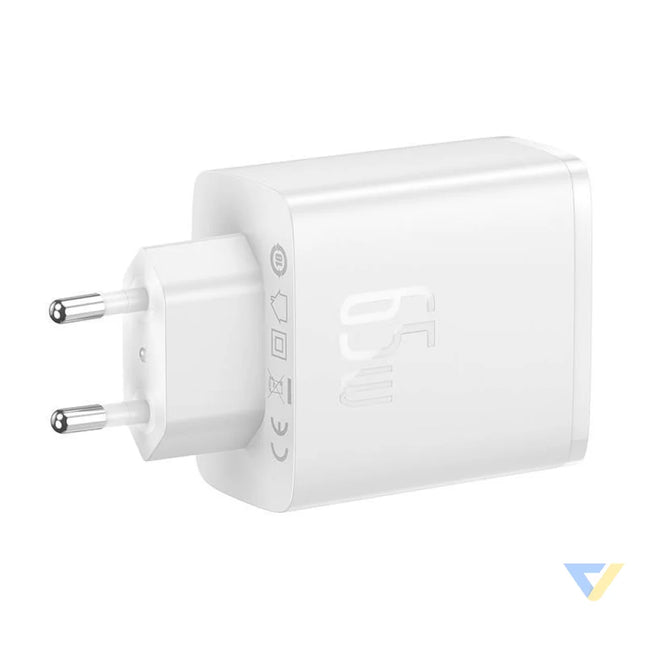 Wall charger Baseus OS Cube Pro 2xUSB C + USB 65W (white) mains chargers