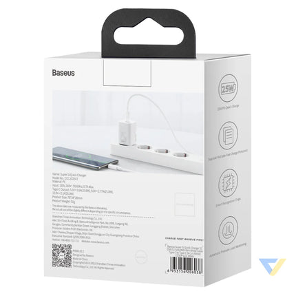Wall charger Baseus Super Si Quick Charger 1C 25W (white) mains chargers