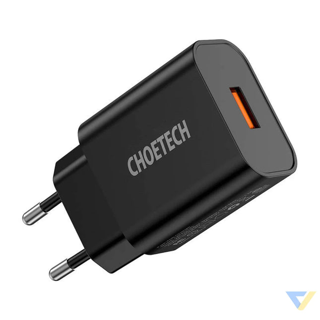 Wall Charger Choetech 18W USB A (black) mains chargers