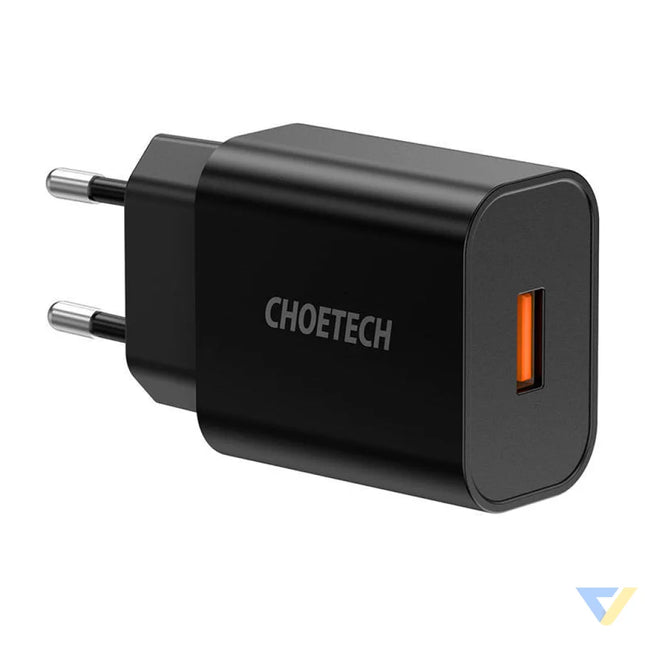 Wall Charger Choetech 18W USB A (black) mains chargers