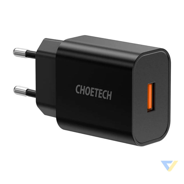 Wall Charger Choetech 18W USB A (black) mains chargers