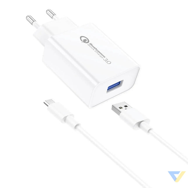 Wall Charger Foneng EU13 18W + USB to Micro USB Cable 3A (White) mains chargers