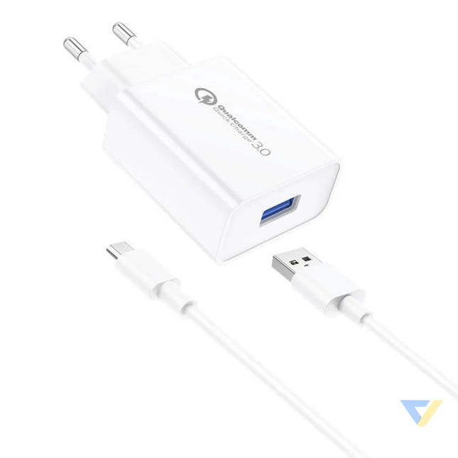 Wall Charger Foneng EU13 18W + USB to Micro USB Cable 3A (White) mains chargers