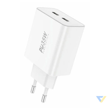 Wall charger Foneng EU50 PD 35W 2x USB C ports (white) mains chargers