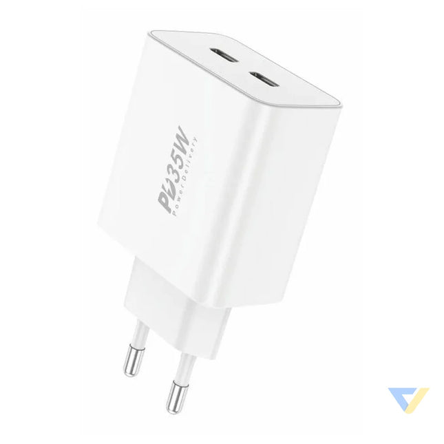Wall charger Foneng EU50 PD 35W 2x USB C ports (white) mains chargers