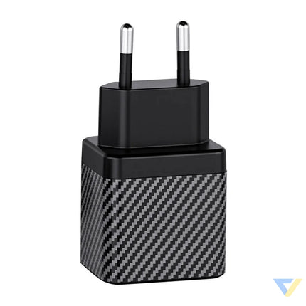 Wall charger INVZI GaN 2x USB C 45W EU (black) mains chargers