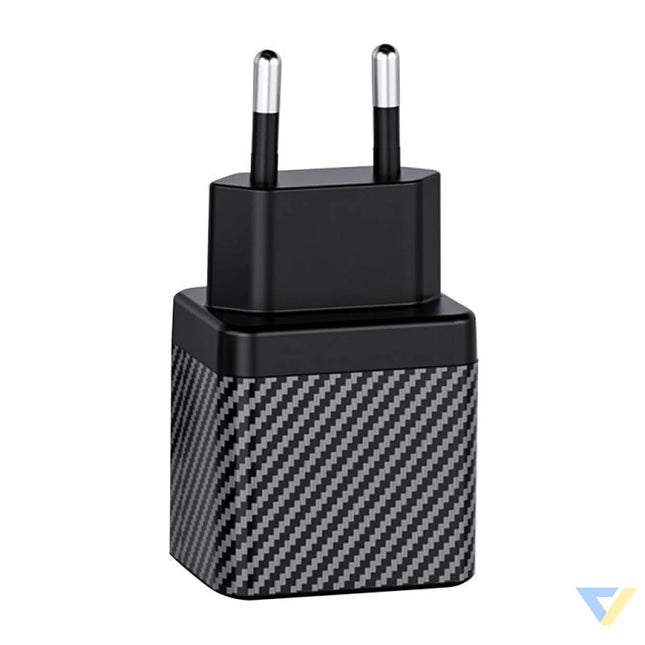 Wall charger INVZI GaN 2x USB C 45W EU (black) mains chargers