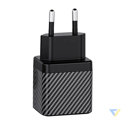 Wall charger INVZI GaN 2x USB C 45W EU (black) mains chargers