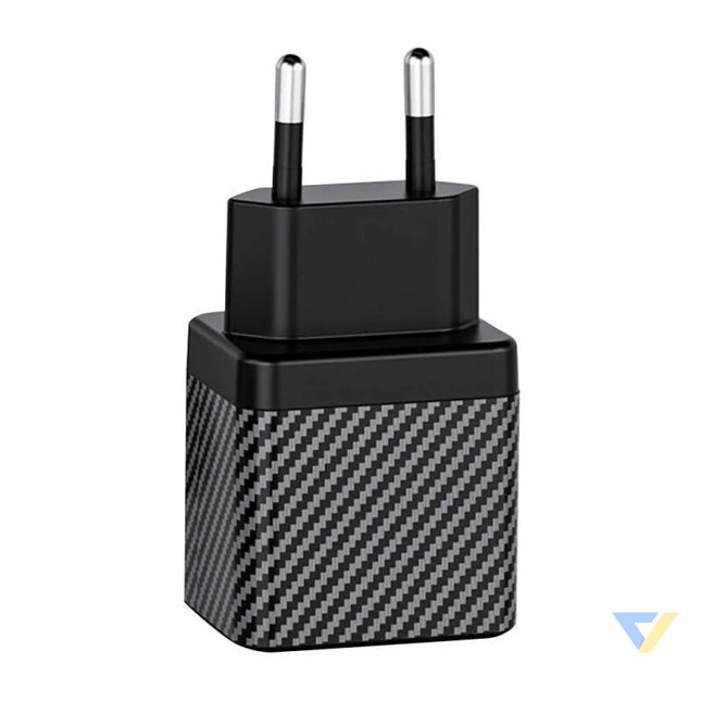 Wall charger INVZI GaN 2x USB C 45W EU (black) mains chargers
