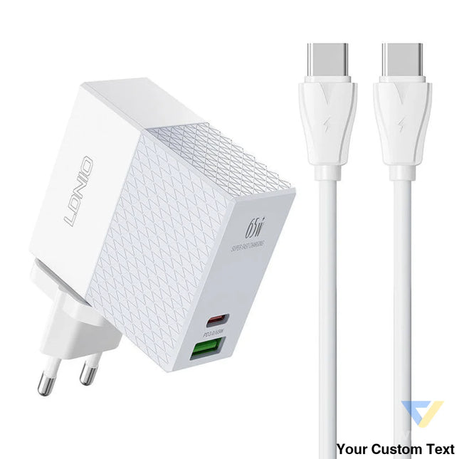Wall charger LDNIO A2620C USB USB C 65W + USB C USB C cable mains chargers