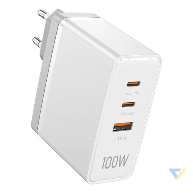 Wall charger Vention FEGW0 EU 2xUSB C USB A 100W/100W/30W GaN (white) mains chargers