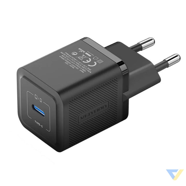 Wall charger Vention FEPB0 EU USB C 20W GaN (black) mains chargers