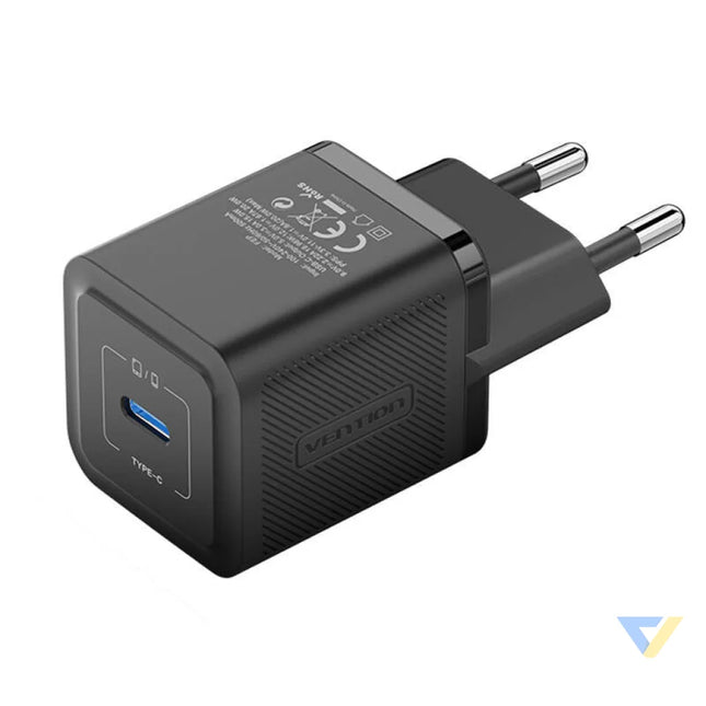 Wall charger Vention FEPB0 EU USB C 20W GaN (black) mains chargers
