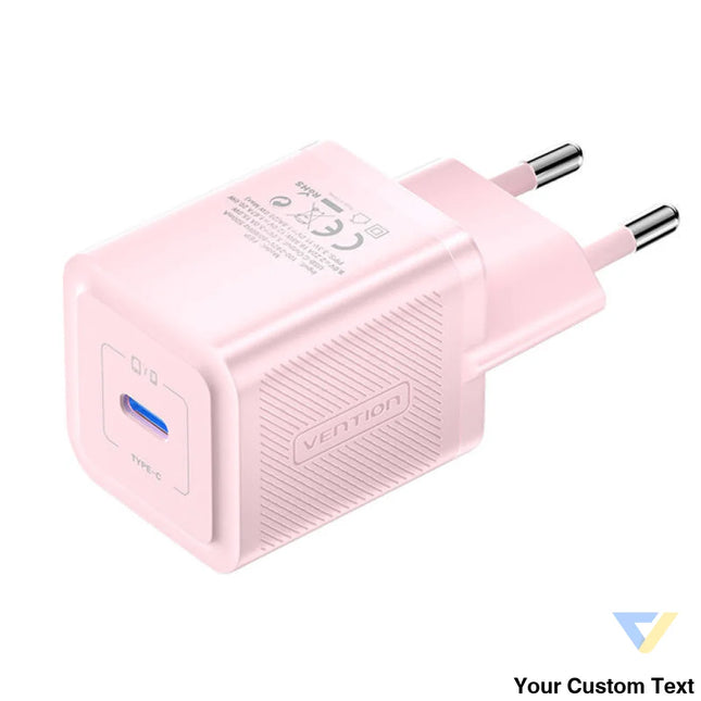 Wall charger Vention FEPP0 EU USB C 20W GaN (pink) mains chargers