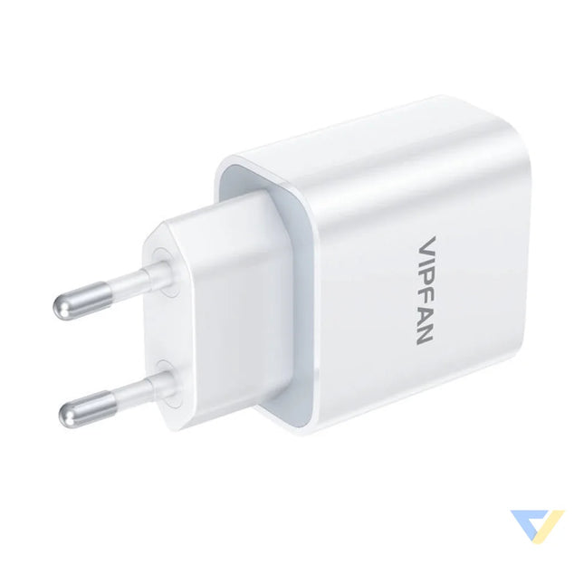 Wall charger VFAN E04 USB C 20W QC 3.0 + Lightning cable (white) mains chargers