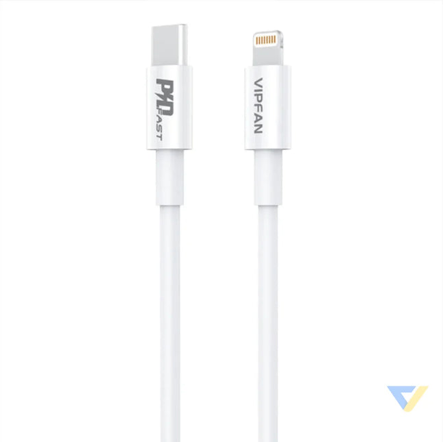 Wall charger VFAN E04 USB C 20W QC 3.0 + Lightning cable (white) mains chargers