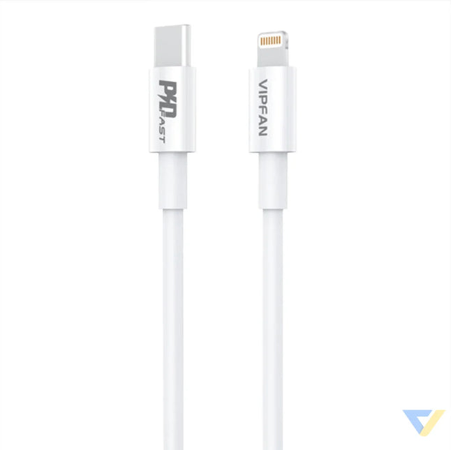 Wall charger VFAN E04 USB C 20W QC 3.0 + Lightning cable (white) mains chargers