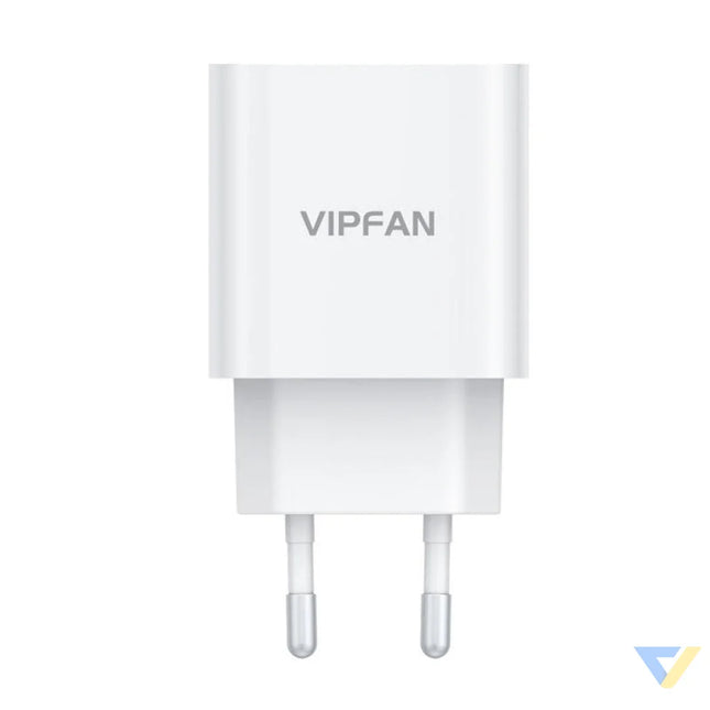 Wall charger VFAN E04 USB C 20W QC 3.0 + Lightning cable (white) mains chargers