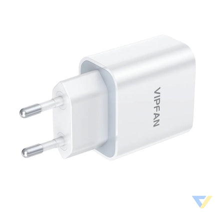 Wall charger VFAN E04 USB C 20W QC 3.0 + Lightning cable (white) mains chargers