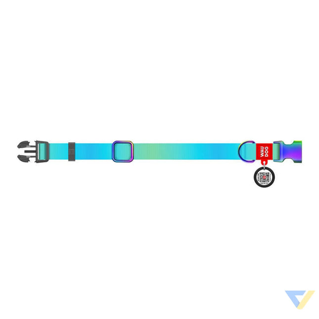 Waudog gradient nylon dog collar with QR code blue size M Walking and transportation