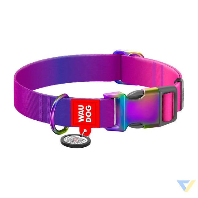 Waudog gradient nylon dog collar with QR code purple size XL Walking and transportation