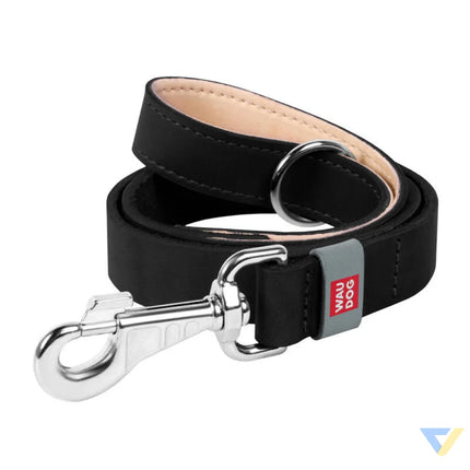 WAUDOG natural leather dog leash 20 mm wide 122 cm long Black Walking and transportation