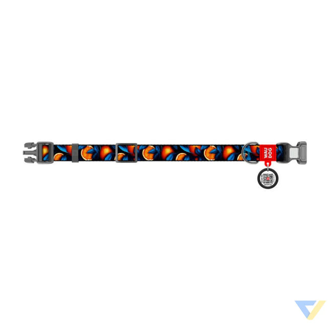 Waudog ’Oranges’ nylon dog collar with QR code size S Walking and transportation