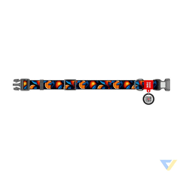 Waudog ’Oranges’ nylon dog collar with QR code size S Walking and transportation