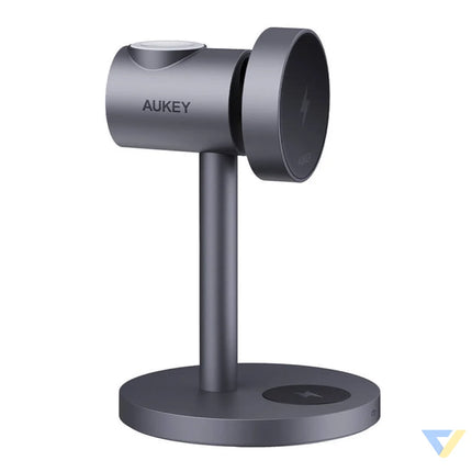 Wireless charger MagFusion 3 in 1 Aukey LC MC311 15W Qi2 (gray) Wireless chargers