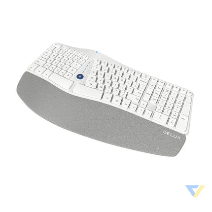 Wireless Ergonomic Keyboard Delux GM901D BT + 2.4G (white) Wireless