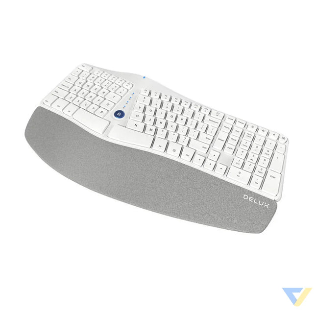 Wireless Ergonomic Keyboard Delux GM901D BT + 2.4G (white) Wireless