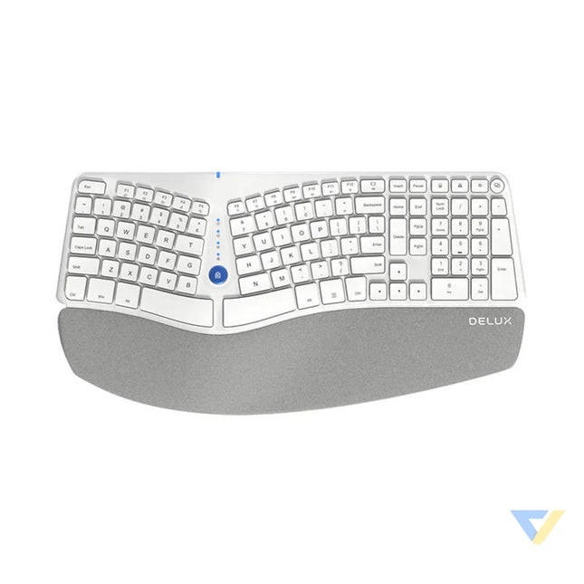 Wireless Ergonomic Keyboard Delux GM901D BT + 2.4G (white) Wireless