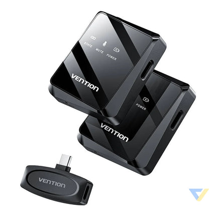 Wireless microphone x2 Vention NCBB0 USB C (black) Lavalier