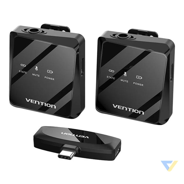 Wireless microphone x2 Vention NCBB0 USB C (black) Lavalier