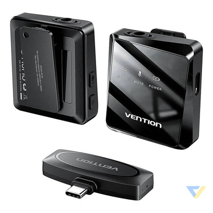 Wireless microphone x2 Vention NCBB0 USB C (black) Lavalier