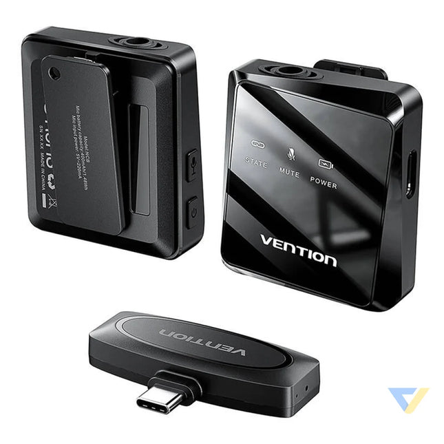 Wireless microphone x2 Vention NCBB0 USB C (black) Lavalier