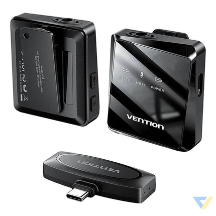 Wireless microphone x2 Vention NCBB0 USB C (black) Lavalier