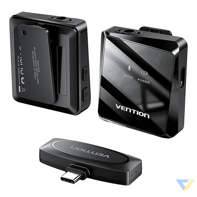 Wireless microphone x2 Vention NCBB0 USB C (black) Lavalier