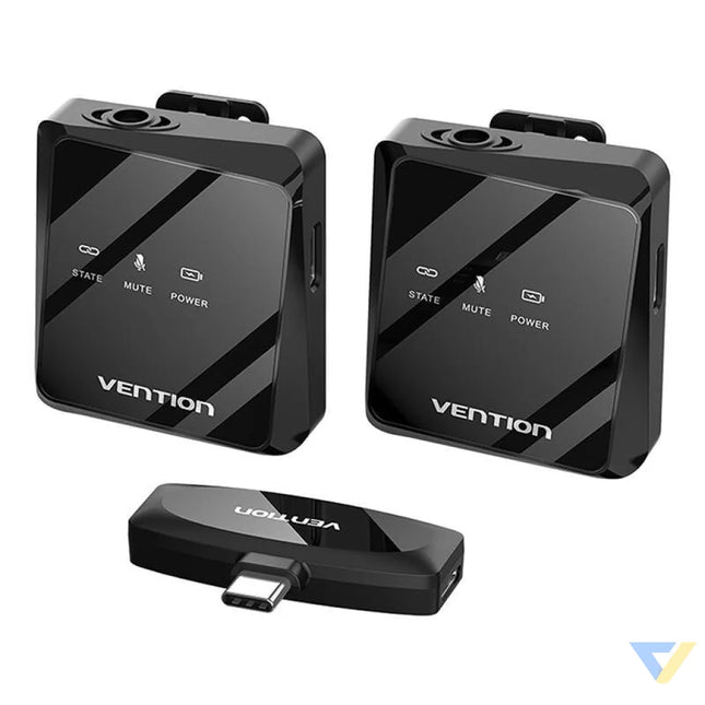 Wireless microphone x2 Vention NCBB0 USB C (black) Lavalier