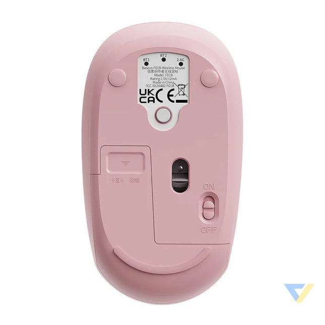 Wireless mouse Baseus F01B Tri mode 2.4G BT5.0 1600 DPI (pink) Wireless