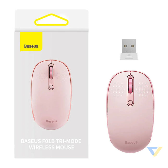 Wireless mouse Baseus F01B Tri mode 2.4G BT5.0 1600 DPI (pink) Wireless